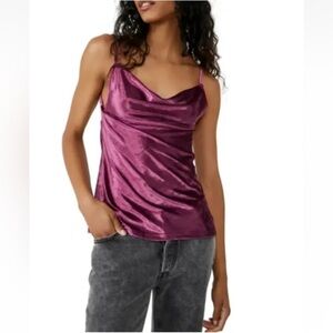 NWT Free People All Night Velvet Tunic Sleeveless Cami Top Velvet Fig Jam XS